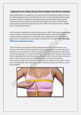 Important Facts About Breast Plastic Surgery And Breast Implants