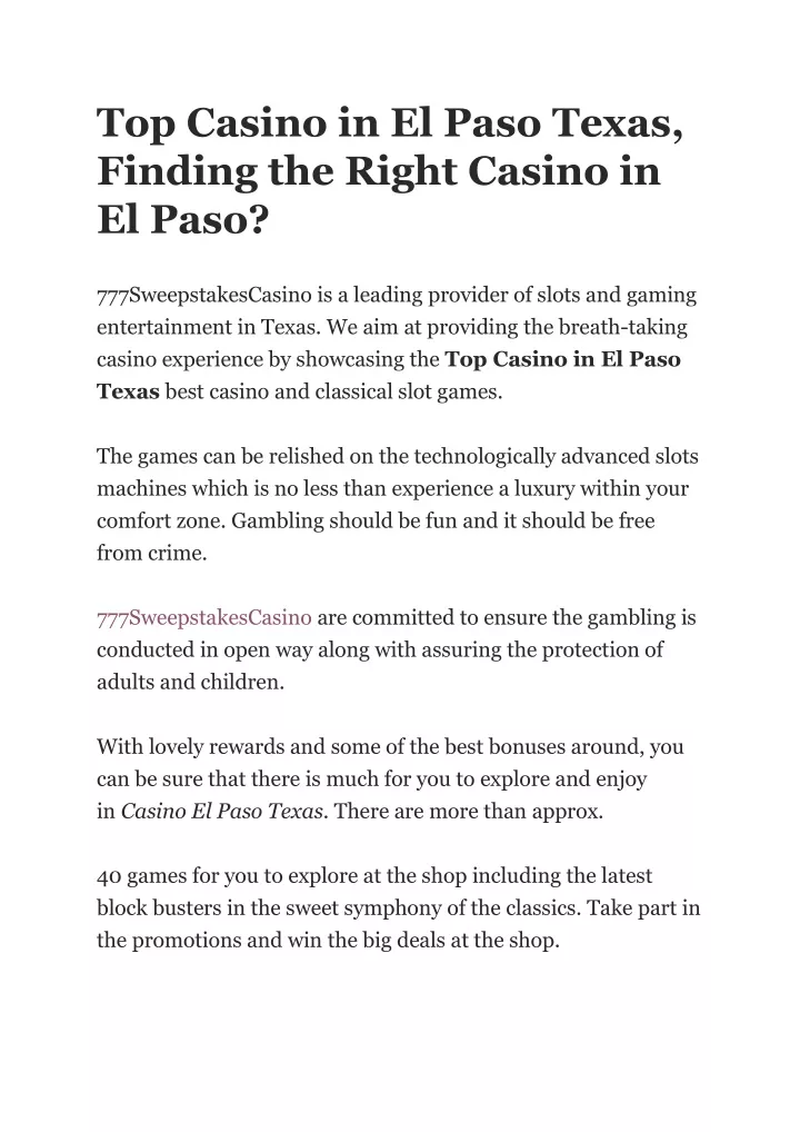 top casino in el paso texas finding the right