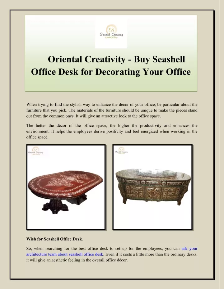 oriental creativity buy seashell office desk