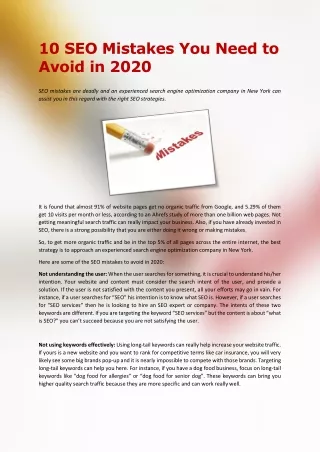 10 seo mistakes you need to avoid in 2020