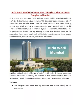 birla worli mumbai elevate your lifestyle at this