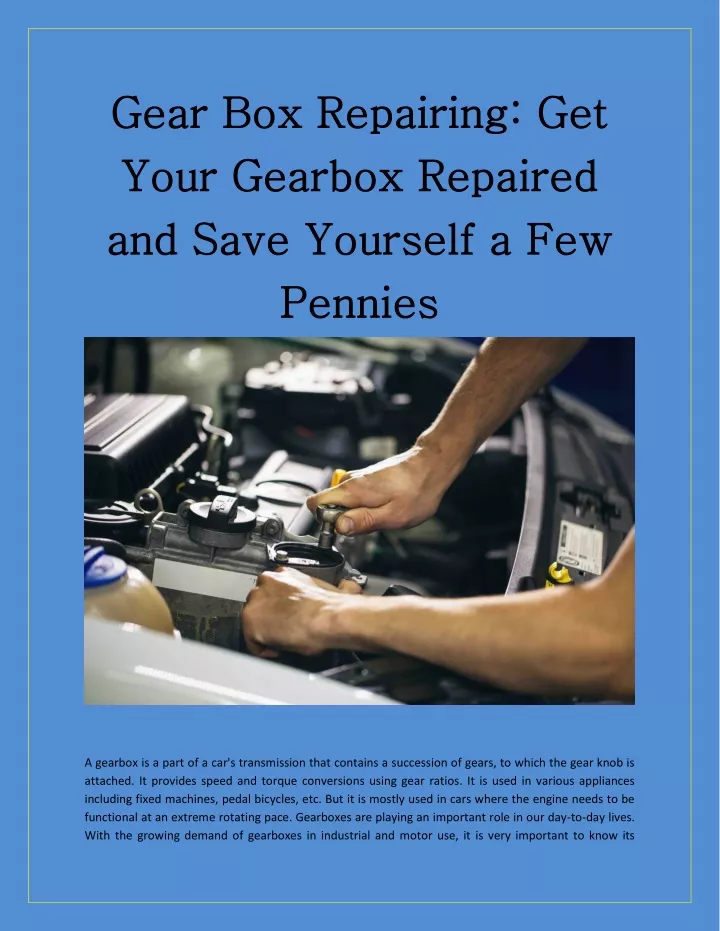 gear box repairing get gear box repairing