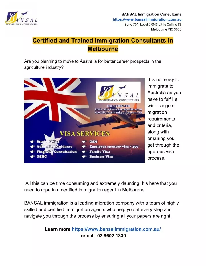 bansal immigration consultants https
