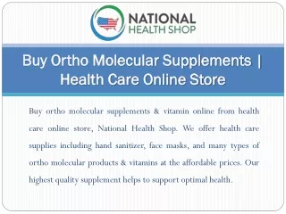 Buy Ortho Molecular Supplements | Health Care Online Store