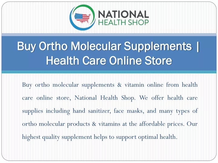 buy ortho molecular supplements health care online store