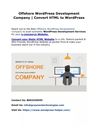 Offshore WordPress Development Company USA | HTML to WordPress Conversion