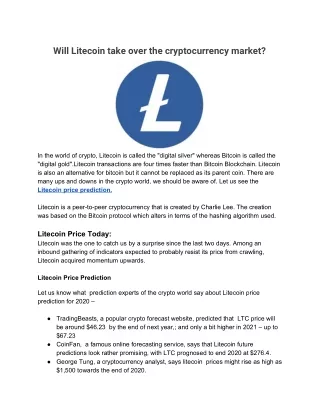 Will Litecoin take over the cryptocurrency market?