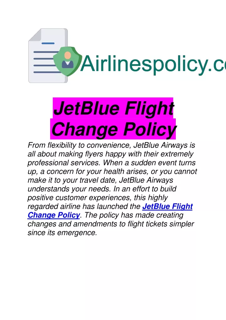 jetblue flight change policy from flexibility