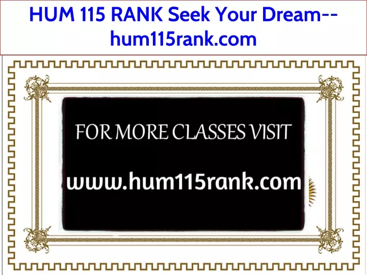 hum 115 rank seek your dream hum115rank com
