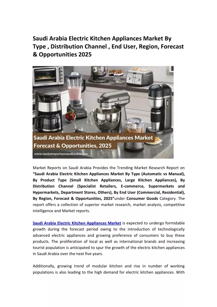 saudi arabia electric kitchen appliances market