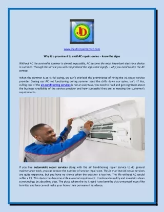 Why it is prominent to avail AC repair service – know the signs
