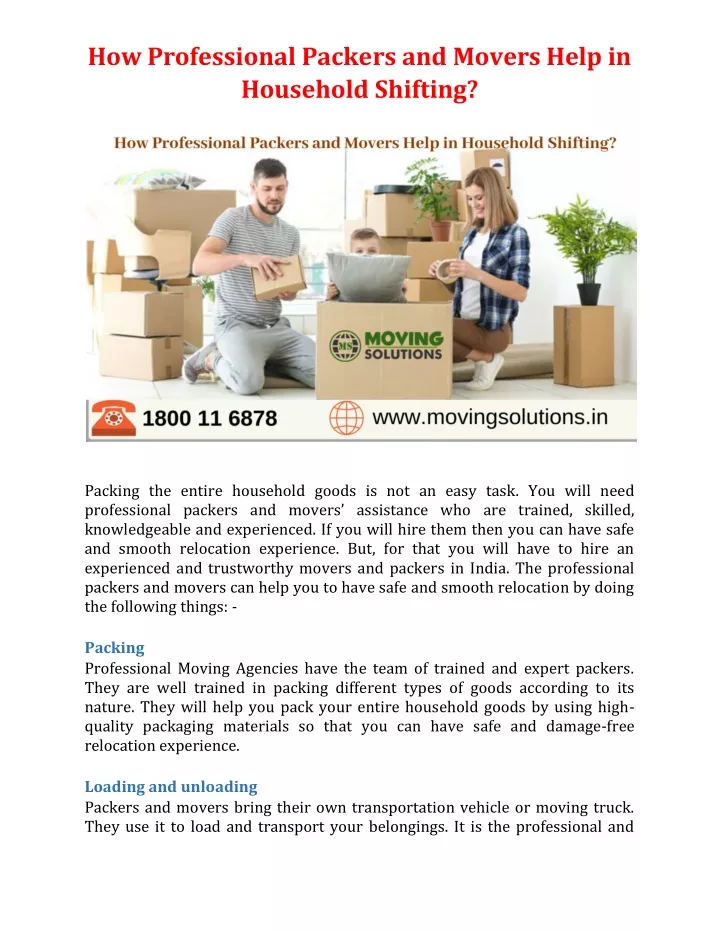 how professional packers and movers help