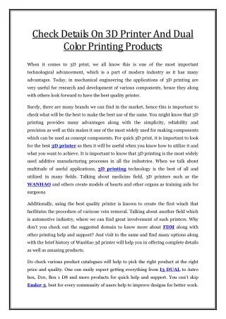 check details on 3d printer and dual color