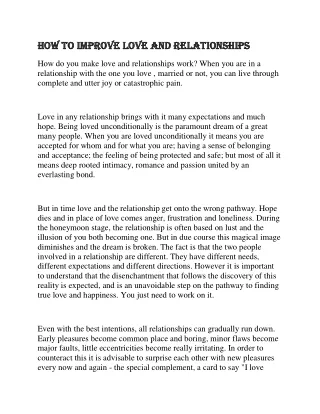 how to improve love and relationships