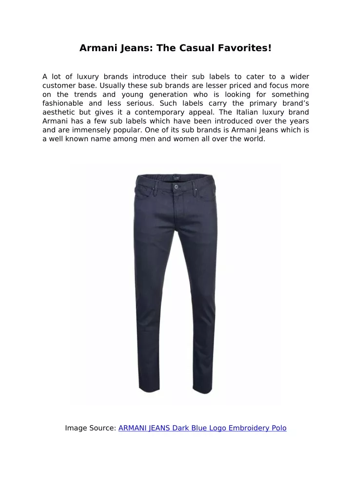 armani jeans the casual favorites