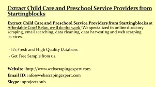 extract child care and preschool service providers from startingblocks