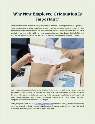 why new employee orientation is important