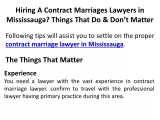 Hiring A Contract Marriages Lawyers in Mississauga?
