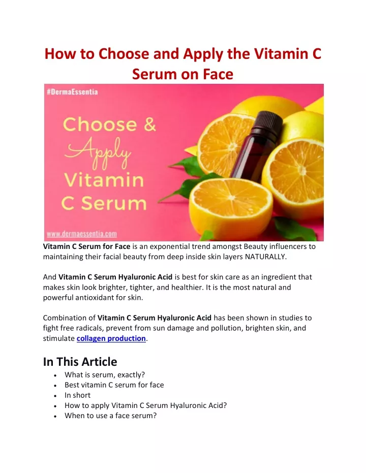 how to choose and apply the vitamin c serum