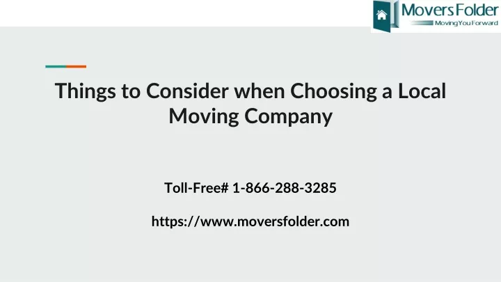 things to consider when choosing a local moving company