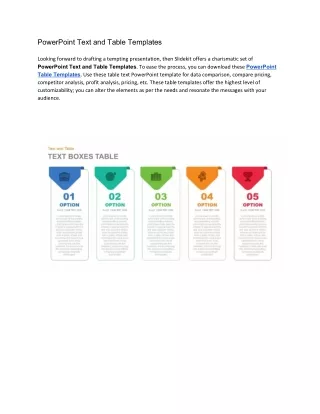powerpoint text and table templates looking
