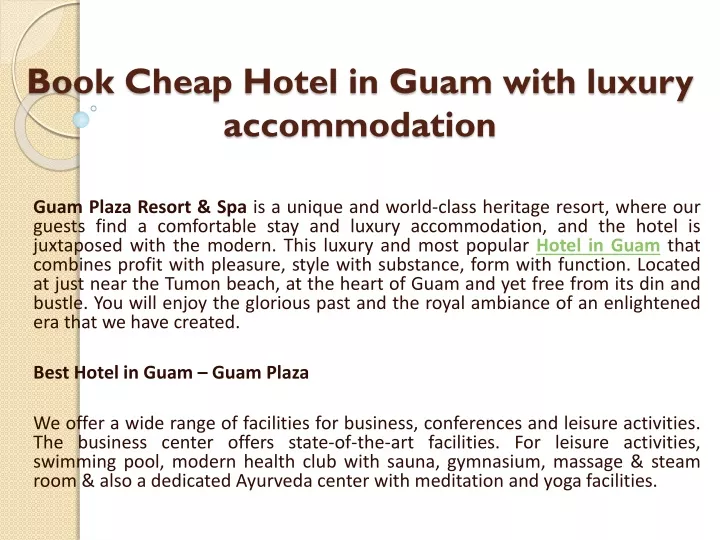 book cheap hotel in guam with luxury accommodation