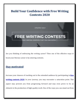 Build Your Confidence with Free Writing Contests 2020