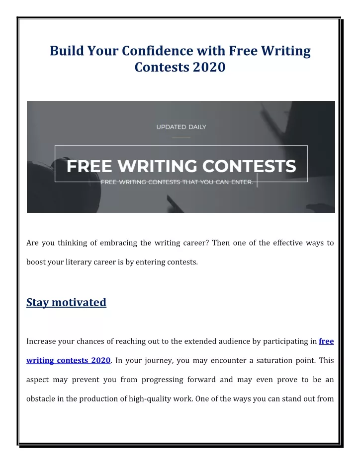 build your confidence with free writing contests