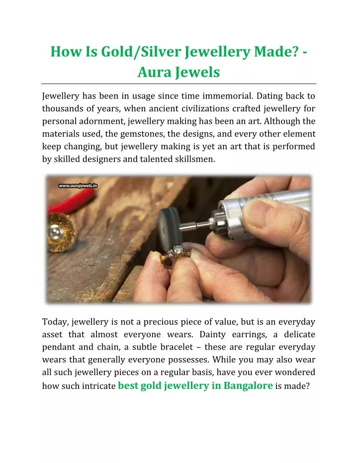 how is gold silver jewellery made aura jewels