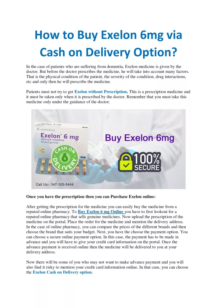 how to buy exelon 6mg via cash on delivery option