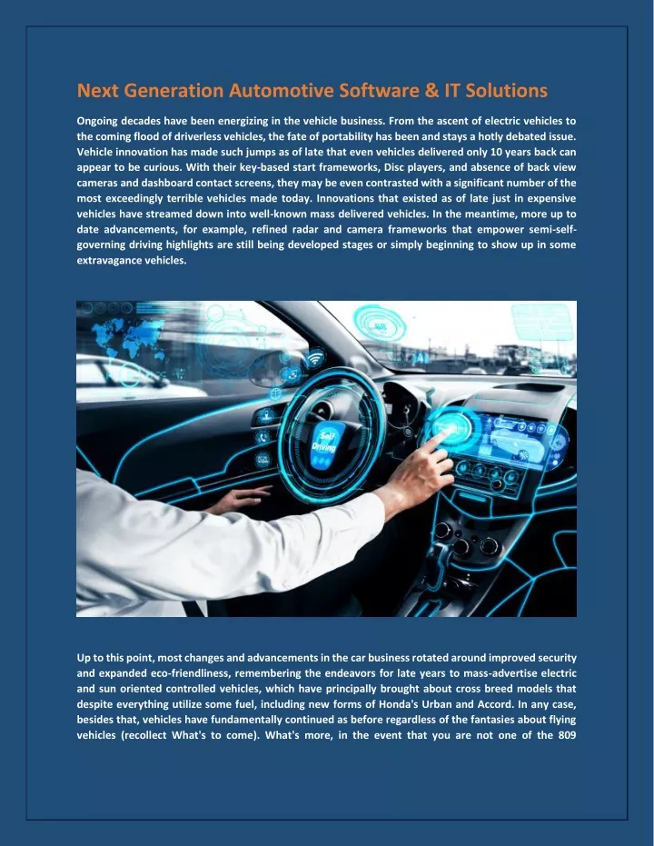 next generation automotive software it solutions