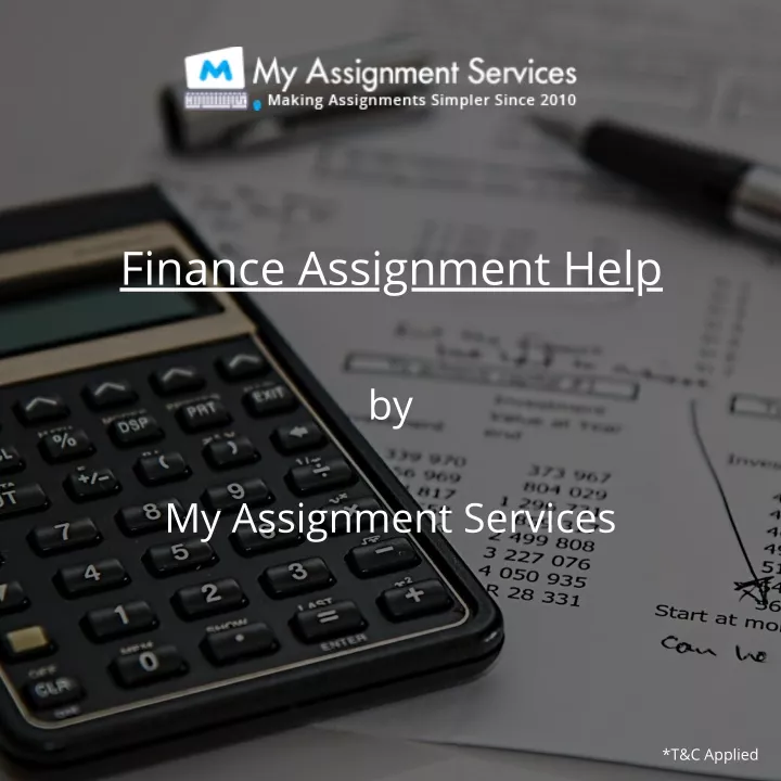 finance assignment help by my assignment services