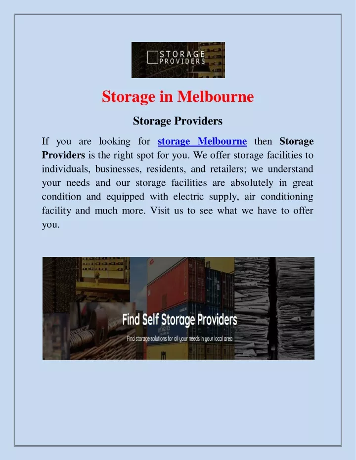 storage in melbourne