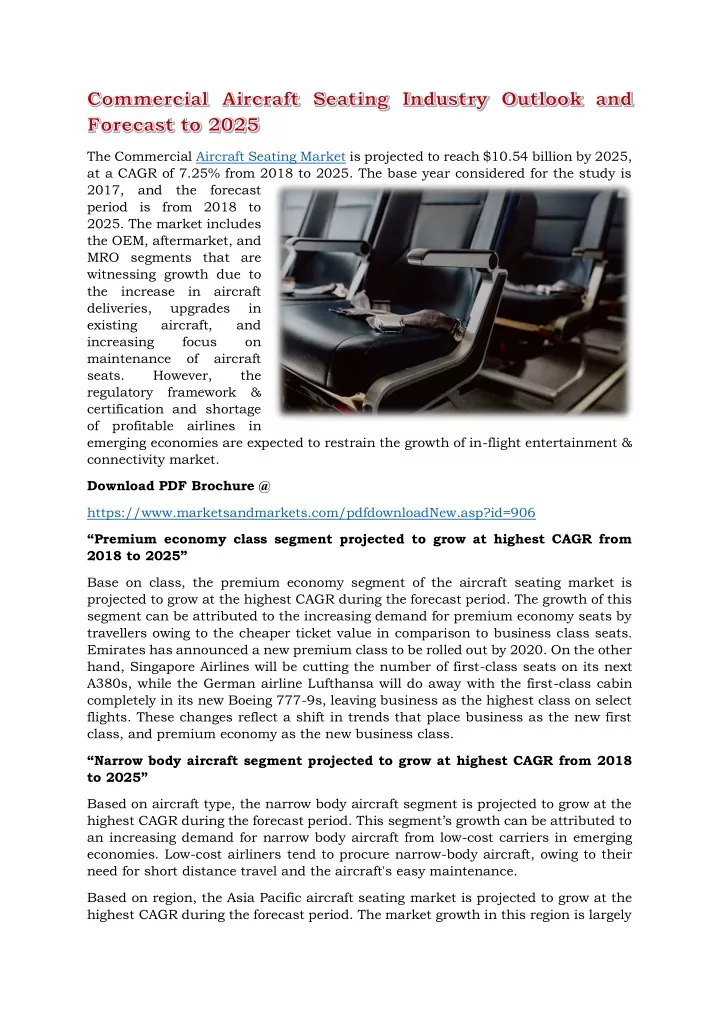 the commercial aircraft seating market