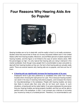 Four Reasons Why Hearing Aids Are So Popular