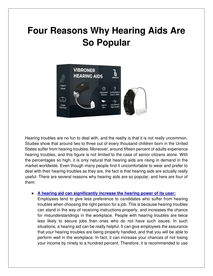 four reasons why hearing aids are so popular