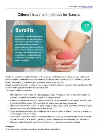 Different treatment methods for Bursitis