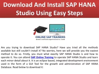 Download And Install SAP HANA Studio Using Easy Steps