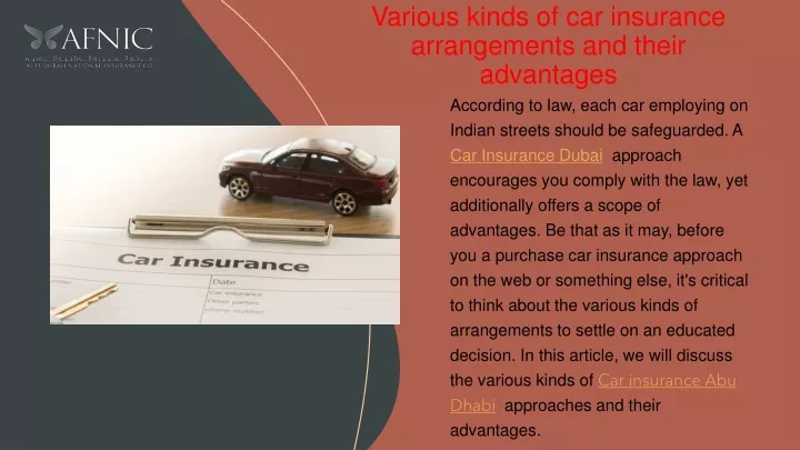 various kinds of car insurance arrangements and their advantages