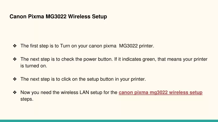 canon pixma mg3022 wireless setup
