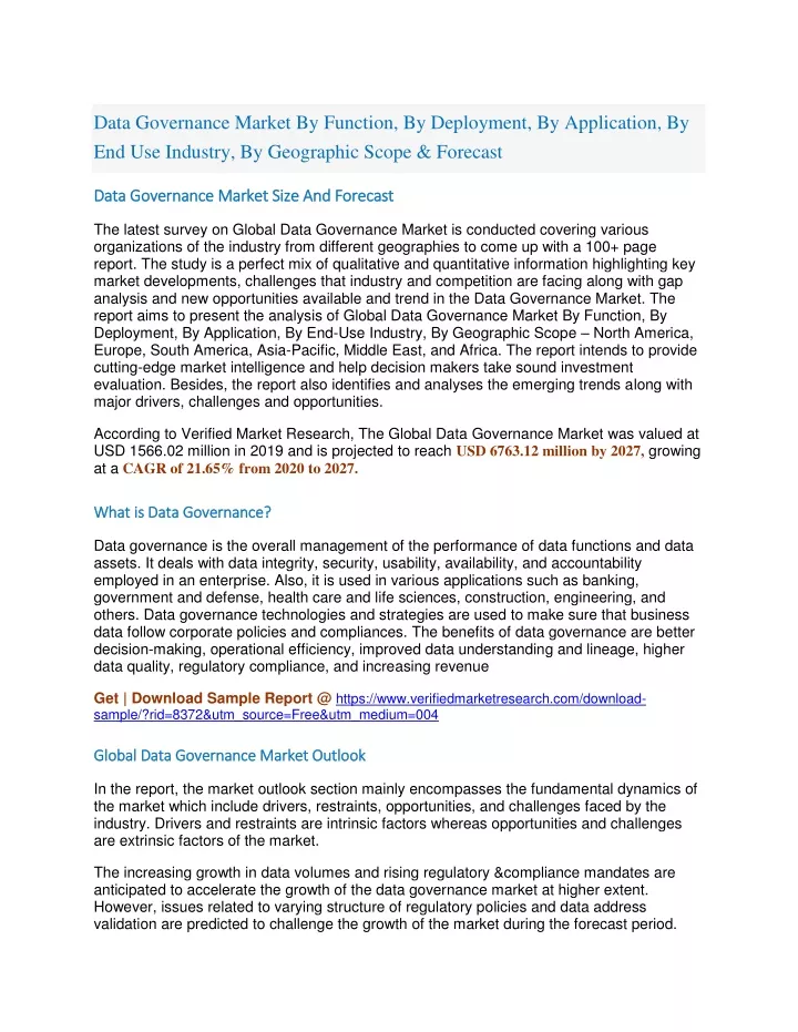 data governance market by function by deployment