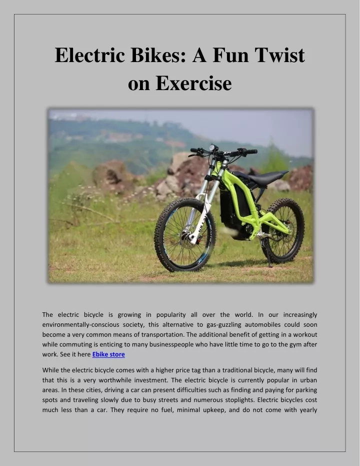 electric bikes a fun twist on exercise