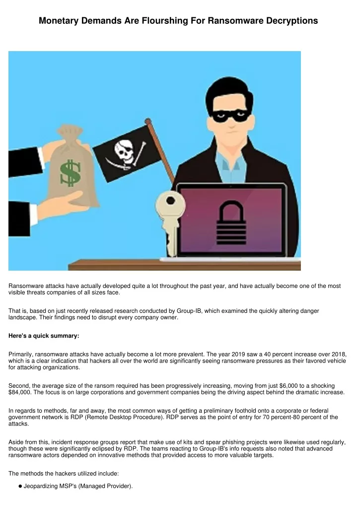 monetary demands are flourshing for ransomware