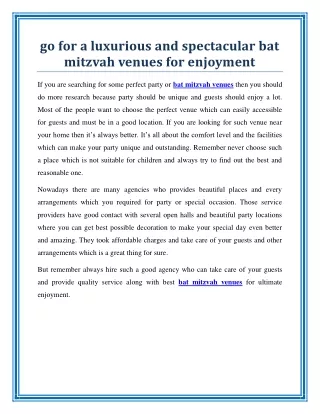 go for a luxurious and spectacular bat mitzvah venues for enjoyment