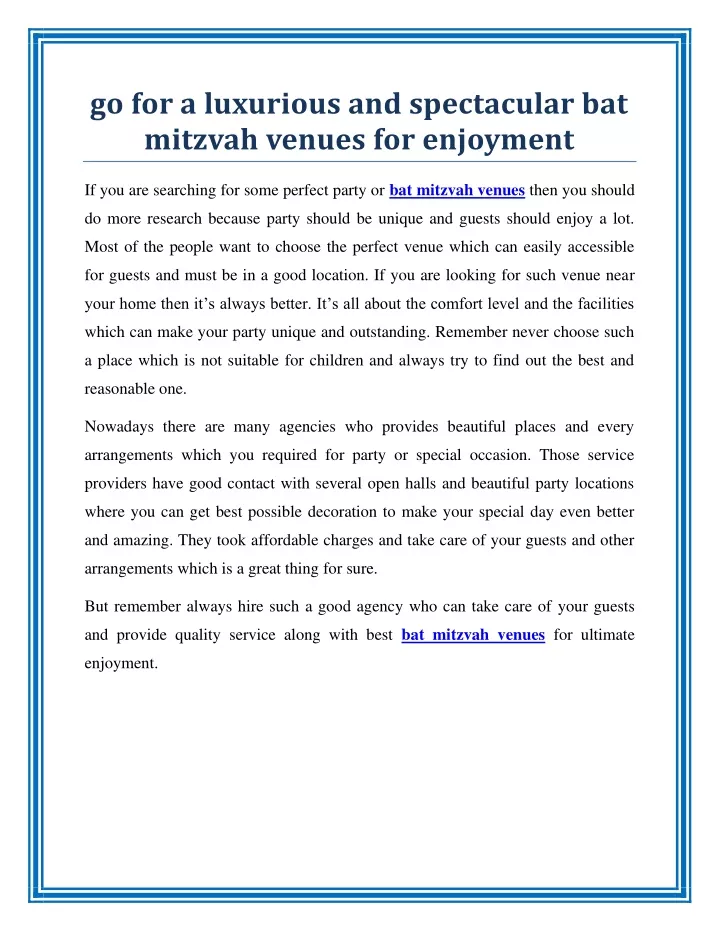 go for a luxurious and spectacular bat mitzvah