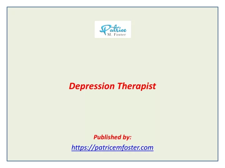 depression therapist published by https patricemfoster com