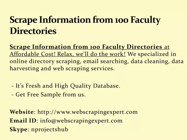 scrape information from 100 faculty directories