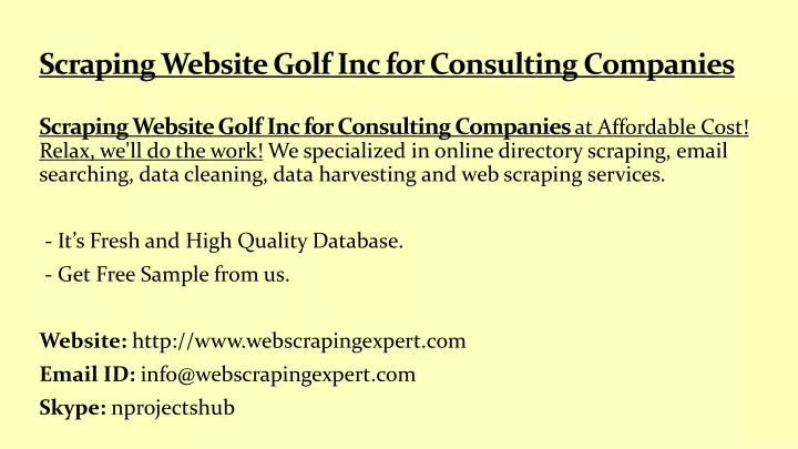 scraping website golf inc for consulting companies
