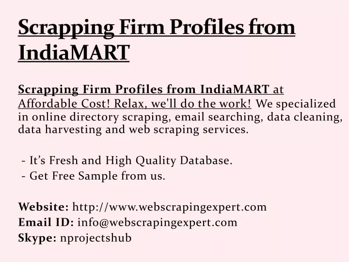 scrapping firm profiles from indiamart