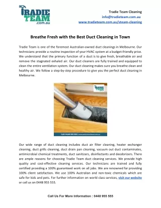 Breathe Fresh with the Best Duct Cleaning in Town